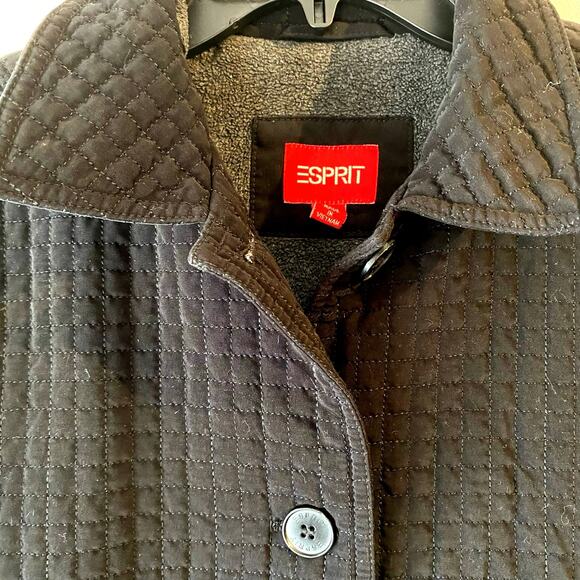 Esprit Vintage Quilted Jacket Coat SZ L Black Cottagecore Y2K 90’s - Picture 2 of 8